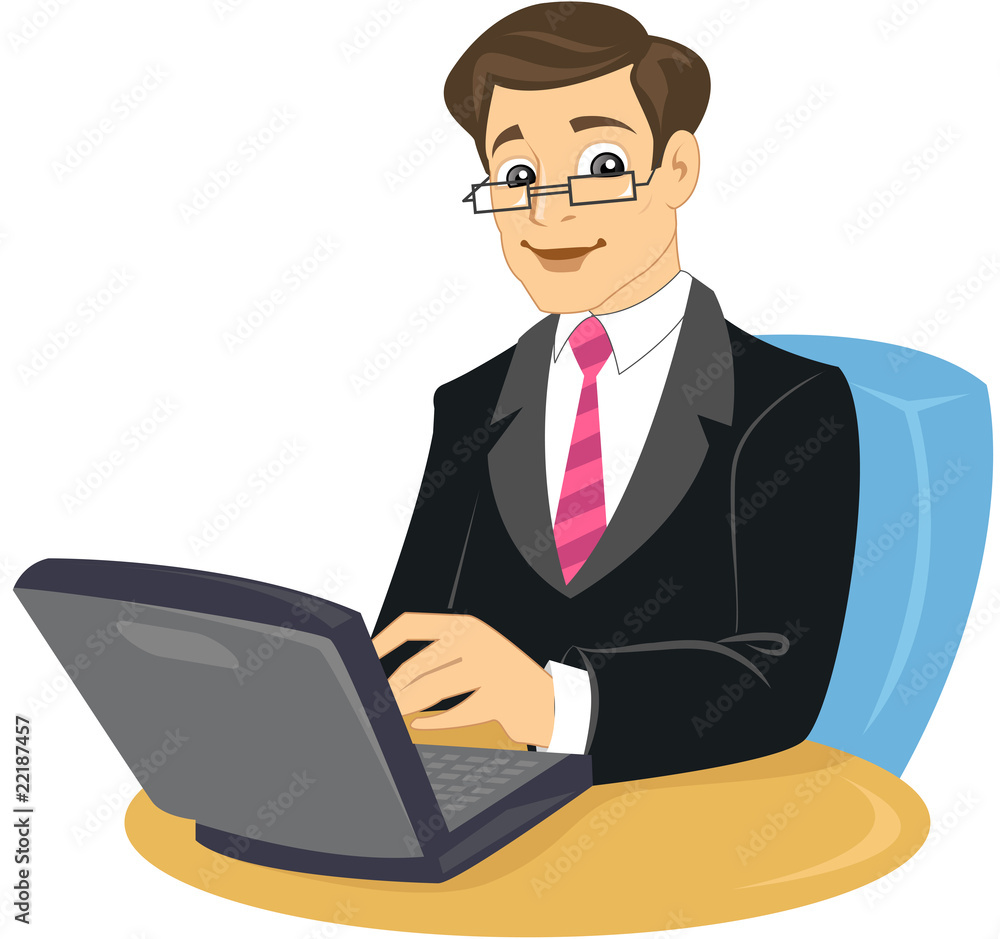 A business man in suit working on laptop A business man in suit working on laptop