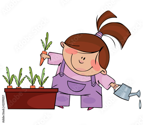 Girl grows carrots