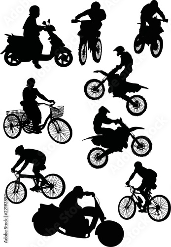 Fototapeta Naklejka Na Ścianę i Meble -  men on motorcycle and bicycle collection