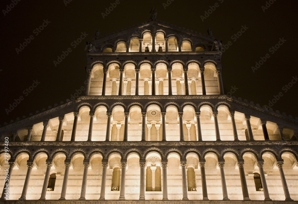 Pisa - facade of cathedral in the night