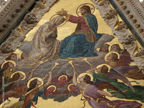 Siena - Duomo facade.The large central mosaic,