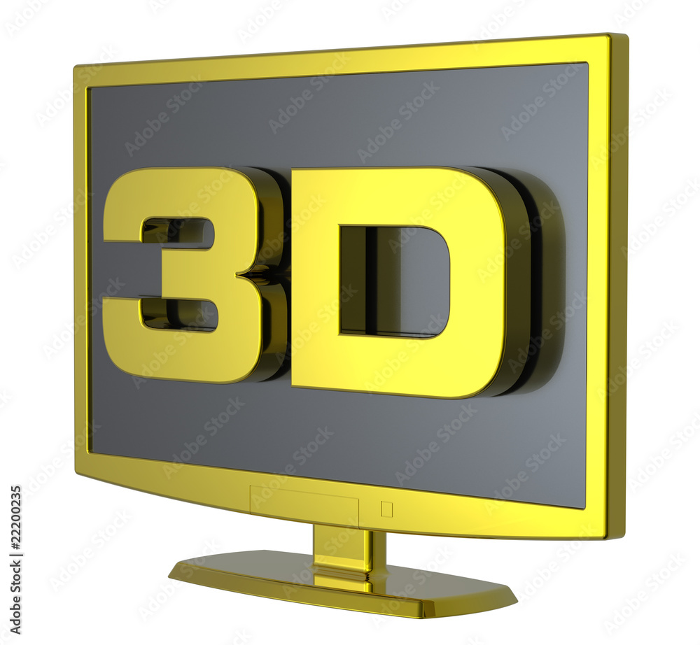 Gold Lcd tv monitor on white background. Gold Lcd tv monitor on white background.