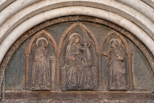 Detail from the entrance of the St. Stosija Cathedral, Zadar photo