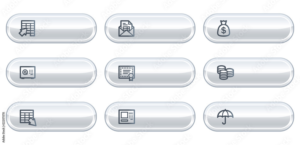 Banking web icons, white buttons with copyspace Banking web icons, white buttons with copyspace