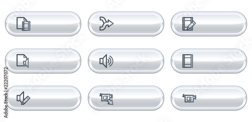 Audio video edit web icons, white  buttons with copyspace