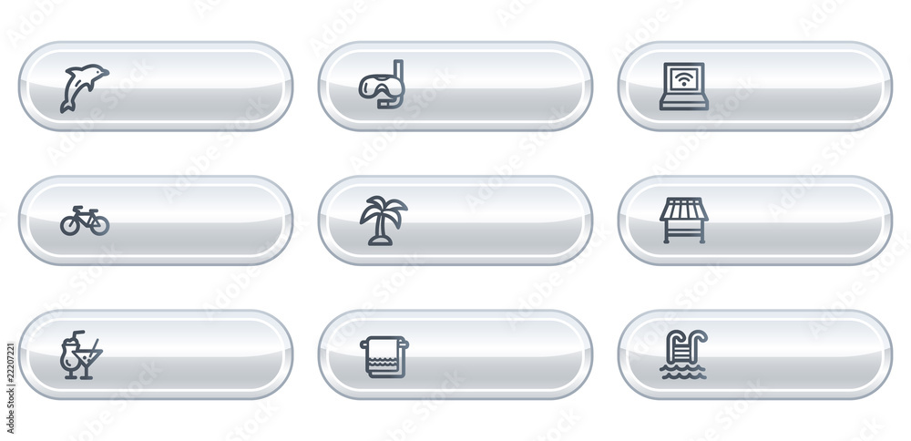 Vacation web icons, white buttons with copyspace Vacation web icons, white buttons with copyspace