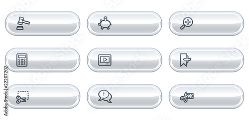 Shopping web icons set 3, white  buttons with copyspace