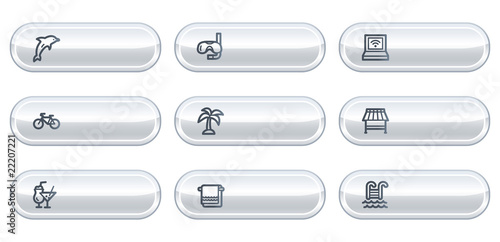 Vacation web icons, white  buttons with copyspace