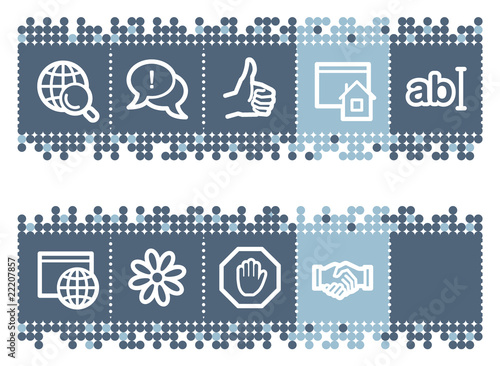 Blue dots bar with internet web icons set 1
