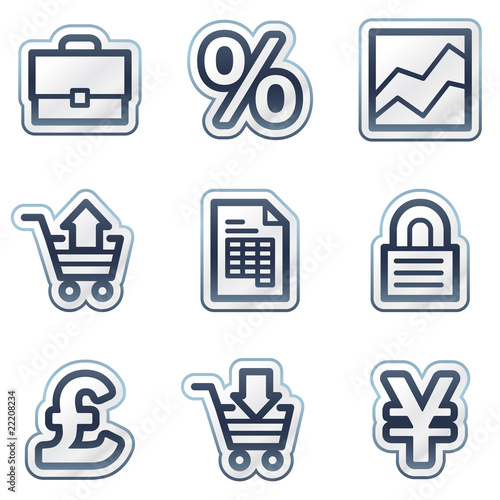 E-business web icons, deep blue contour sticker series