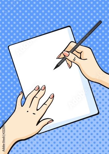 Hands with pencil and paper