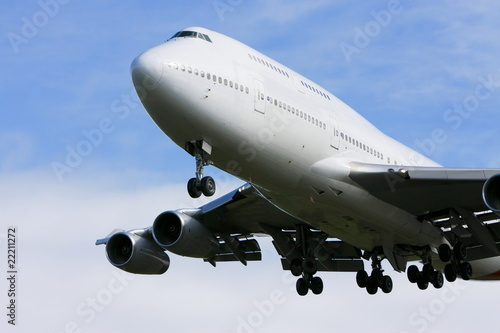 Boeing 747 jumbo jet in flight.