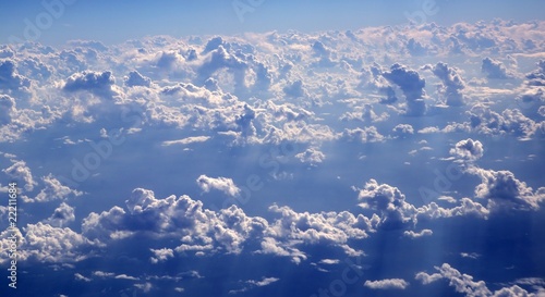 blue sky clouds view from aircarft airplane photo