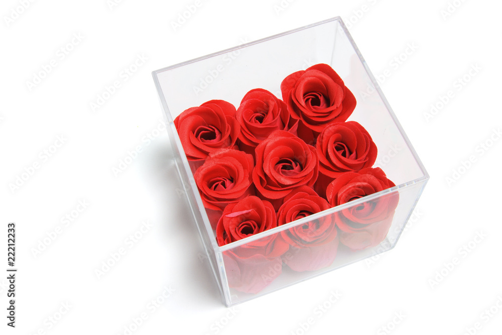 Artificial Red Roses in Plastic Box Artificial Red Roses in Plastic Box