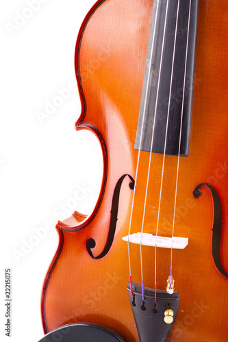Vintage violin over white background