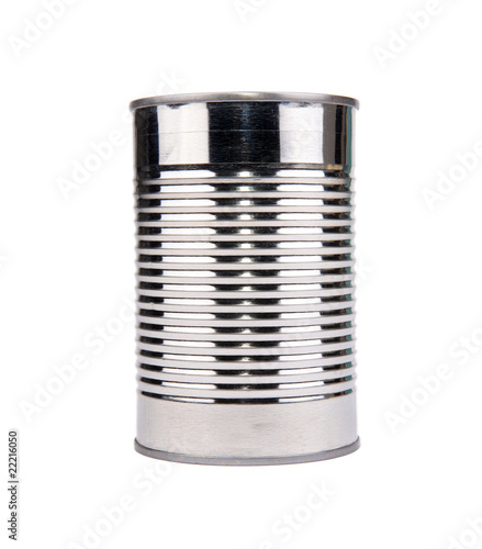 Closeup of a can isolated against white background