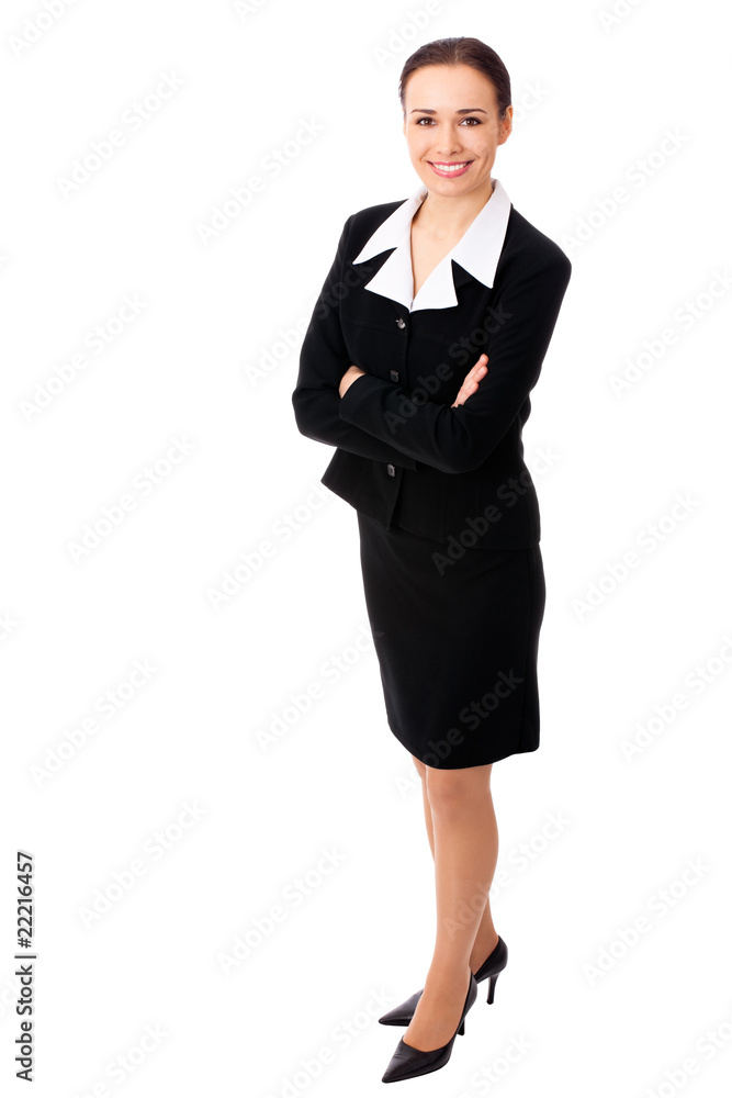 Full-body portrait of businesswoman, isolated on white Full-body portrait of businesswoman, isolated on white