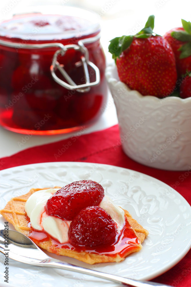 Waffles with strawberry jam Waffles with strawberry jam