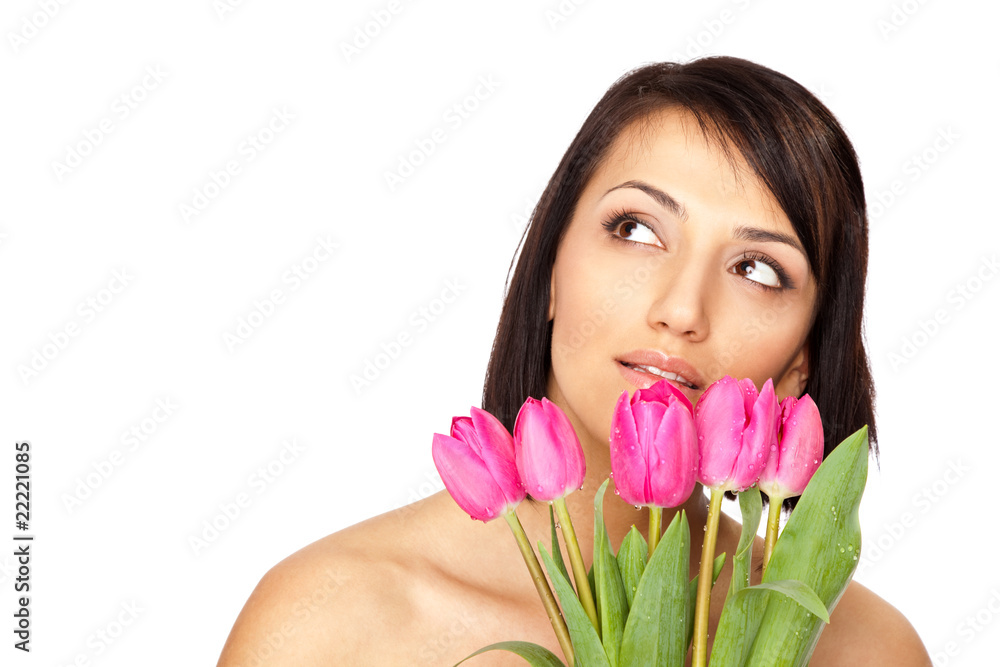 Female holding tulips Female holding tulips