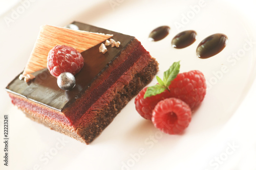 Chocolate Pastry with Raspberries