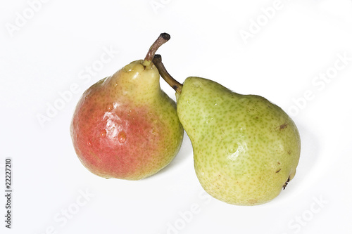 The ripe pears isolated on the white