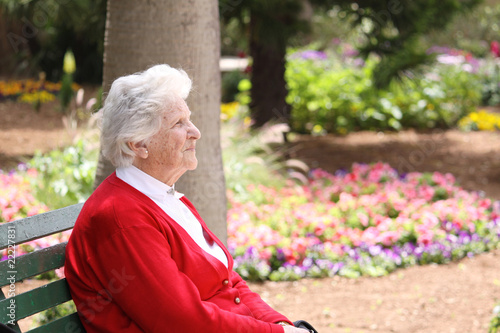 relaxing on a park bench
