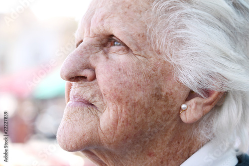 old sun stained wrinkled skin photo