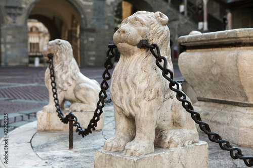 Lion statue in Bergamo, Italy