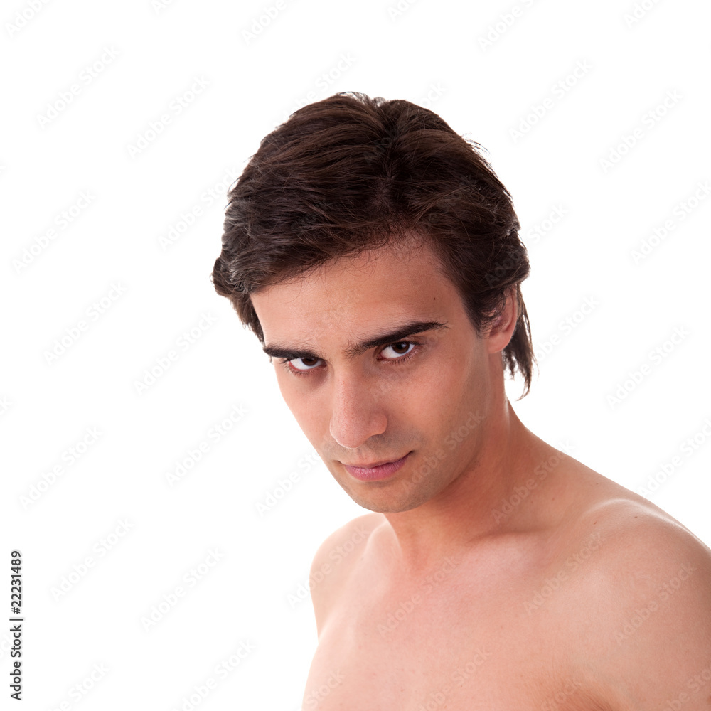 Naklejka premium Portrait of a handsome young man in topless