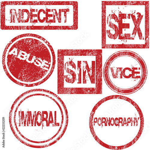Canvas Print Red rubber stamps with sexual conotation