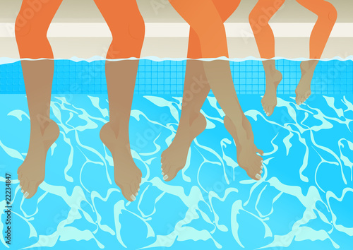 Family in the swimming pool