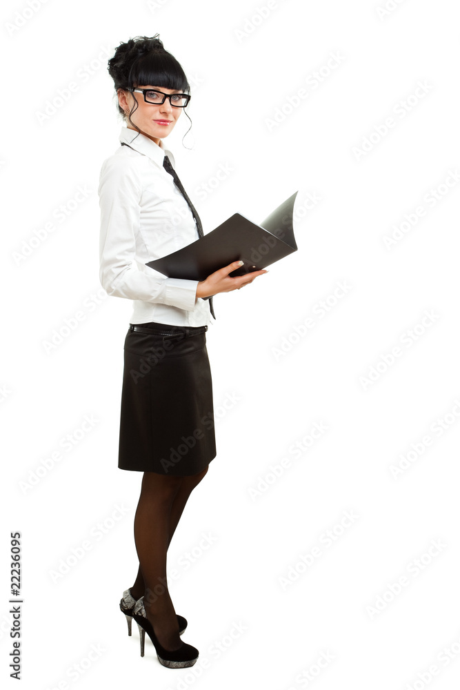 isolated businesswoman with folder isolated businesswoman with folder