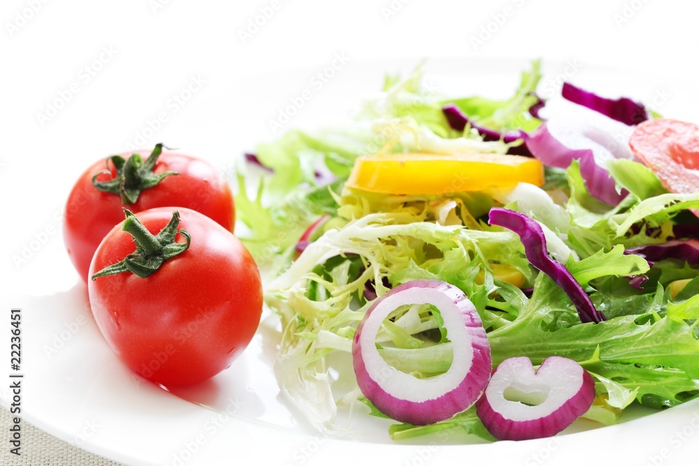 Fresh salad in white plate Fresh salad in white plate