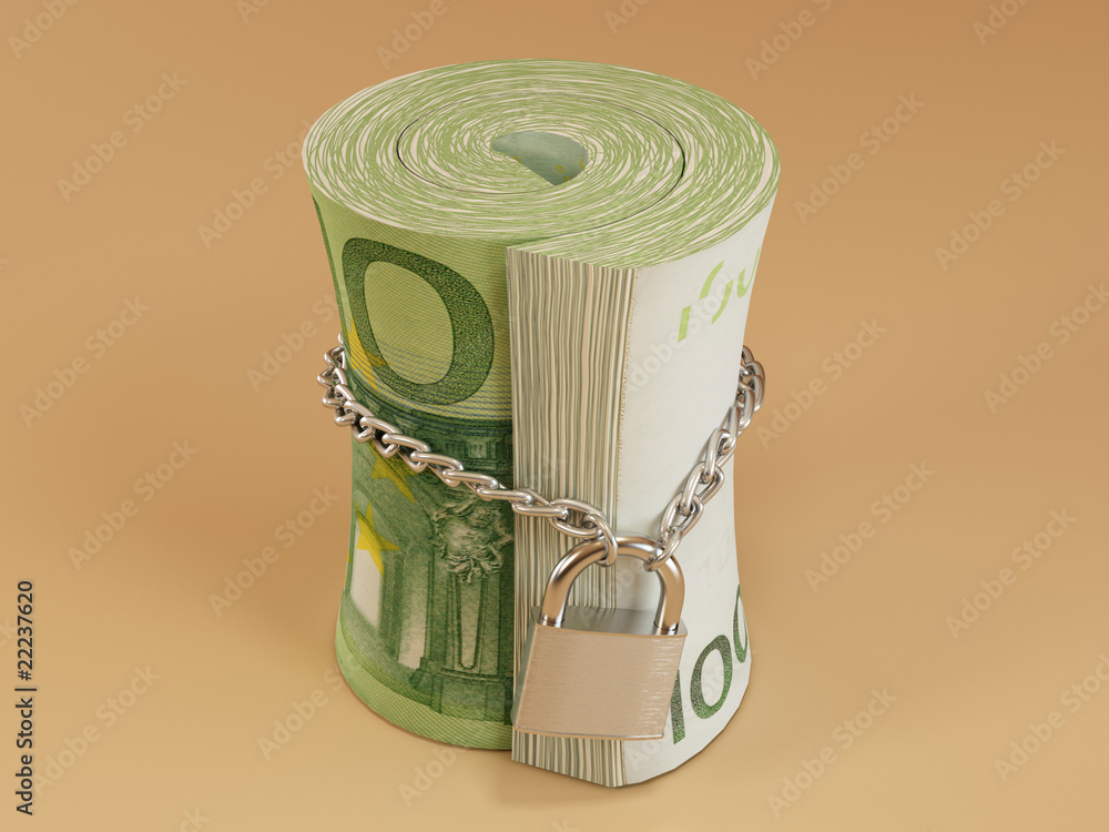 Locked roll of euro Locked roll of euro