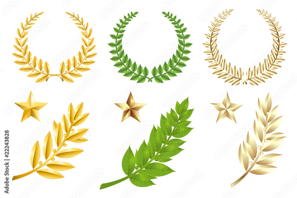 Golden And Green Elements Set Golden And Green Elements Set