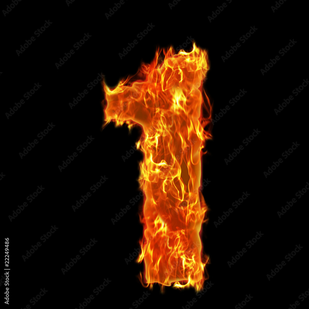 Burning Number letter 1 one Burning Number letter 1 one