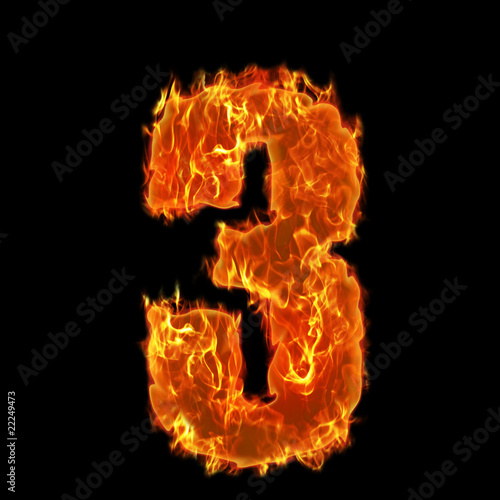 Burning Number letter 3 three