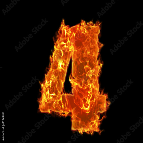 Burning Number letter 4 four