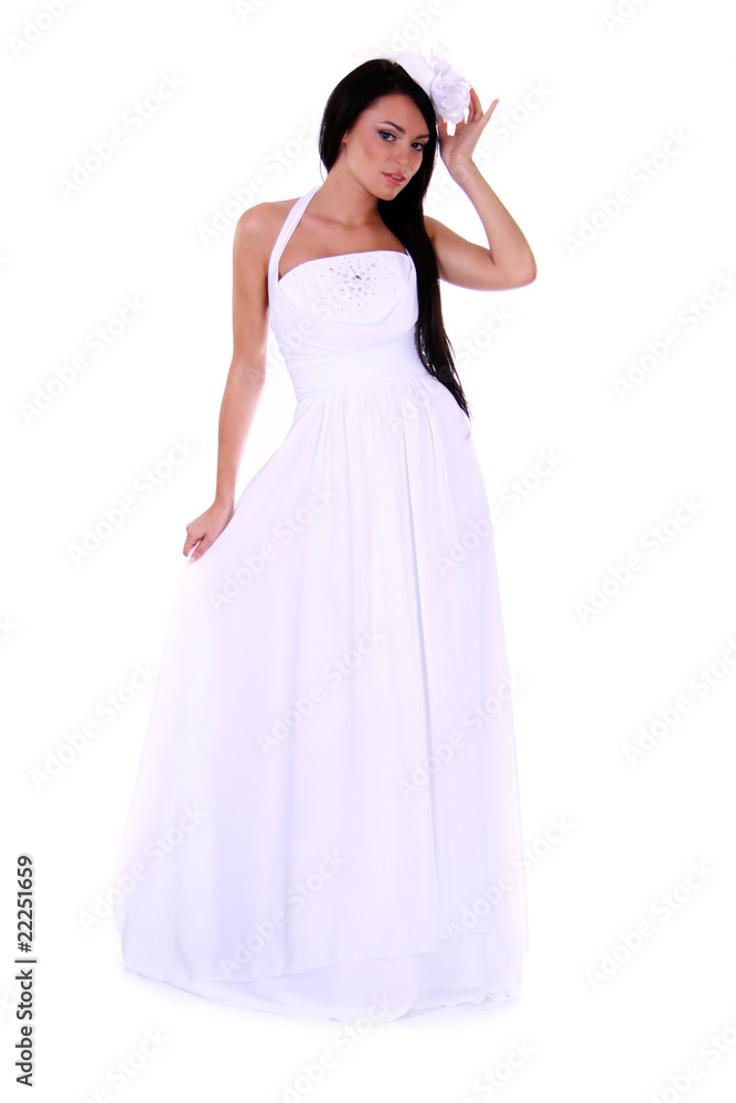 Full length of a beautiful  young woman in wedding dress