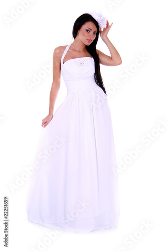 Full length of a beautiful  young woman in wedding dress