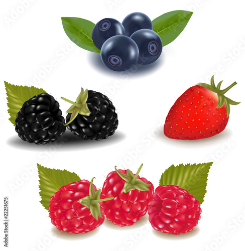 Raspberries, blueberries, blackberries and strawberry