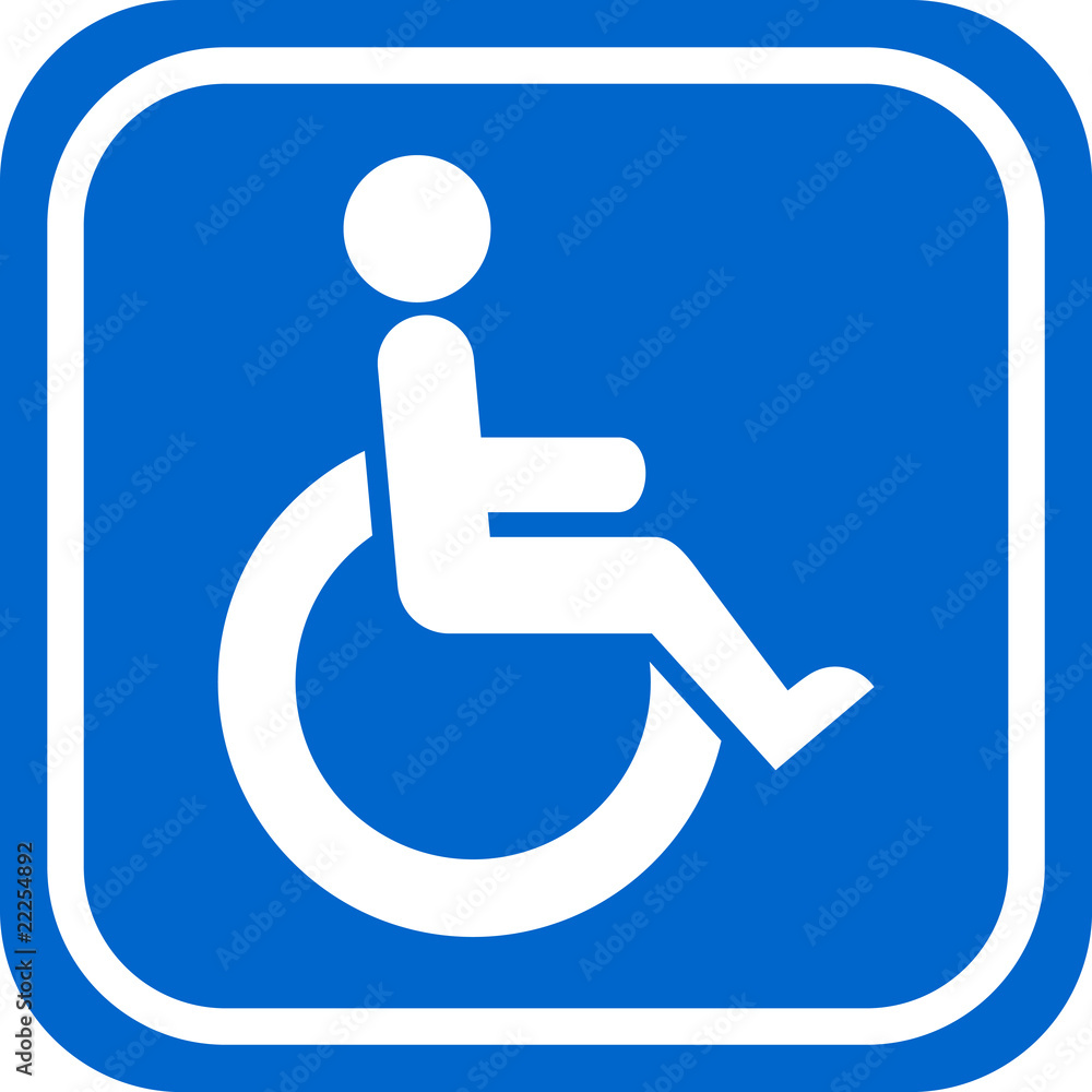 White and blue handicapped person vector sign. White and blue handicapped person vector sign.