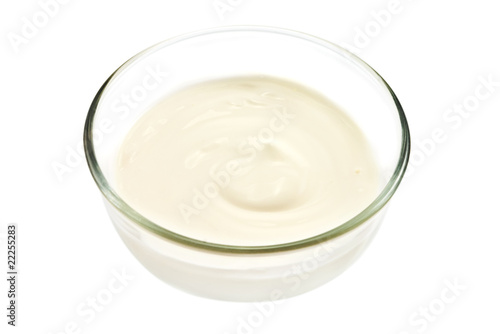 Glass bowl with sour cream