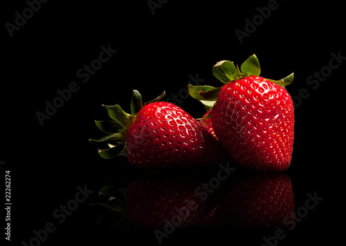 Strawberries on black background