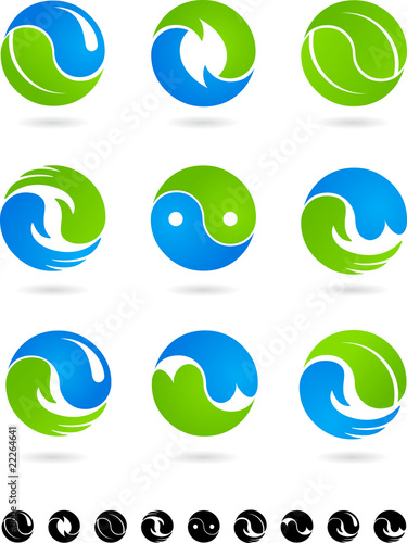 Collection of conceptual  Yin Yang symbols