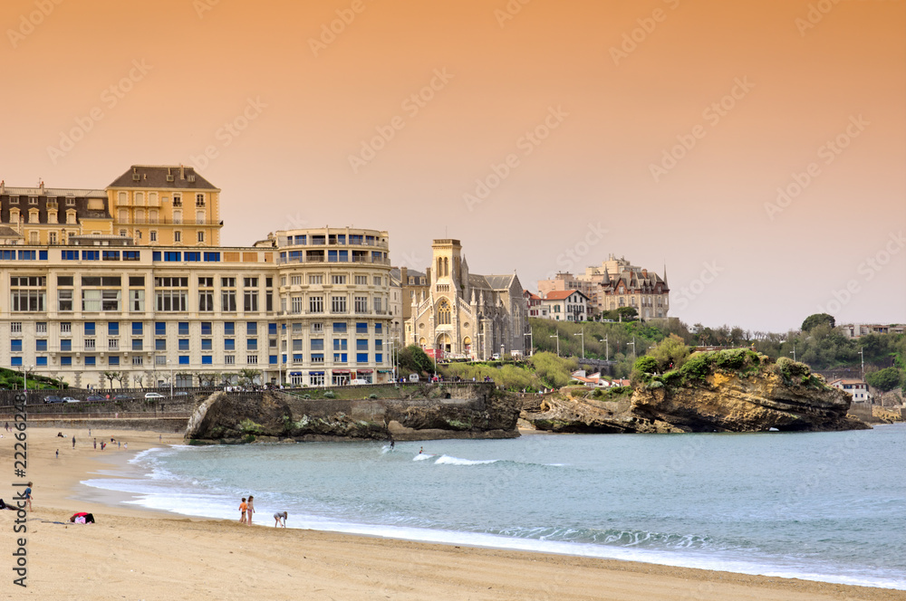 grande plage de Biarritz - obrazy, fototapety, plakaty 