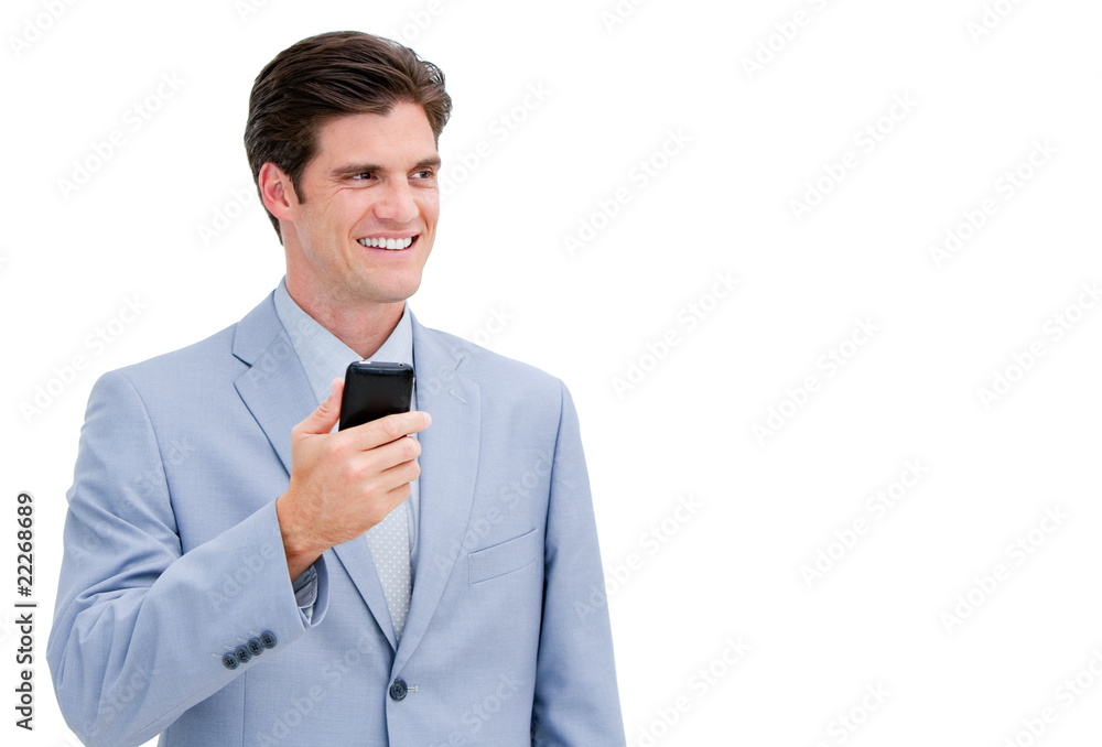 Portrait of a smiling businessman sending a text Portrait of a smiling businessman sending a text