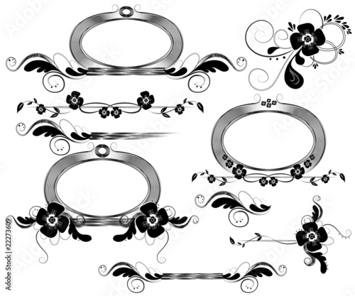 Black floral elements