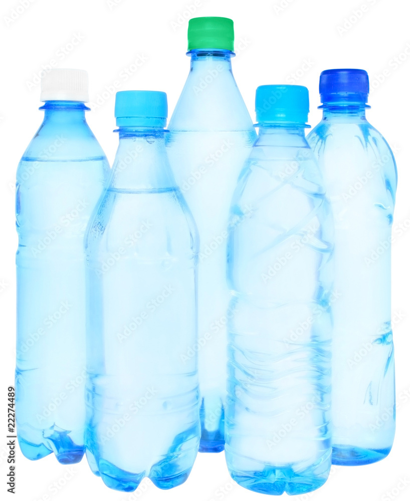 Bottles with water on a white background. Bottles with water on a white background.