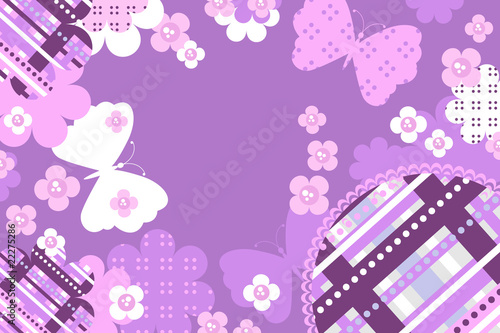 Invitation card with butterflies and flowers